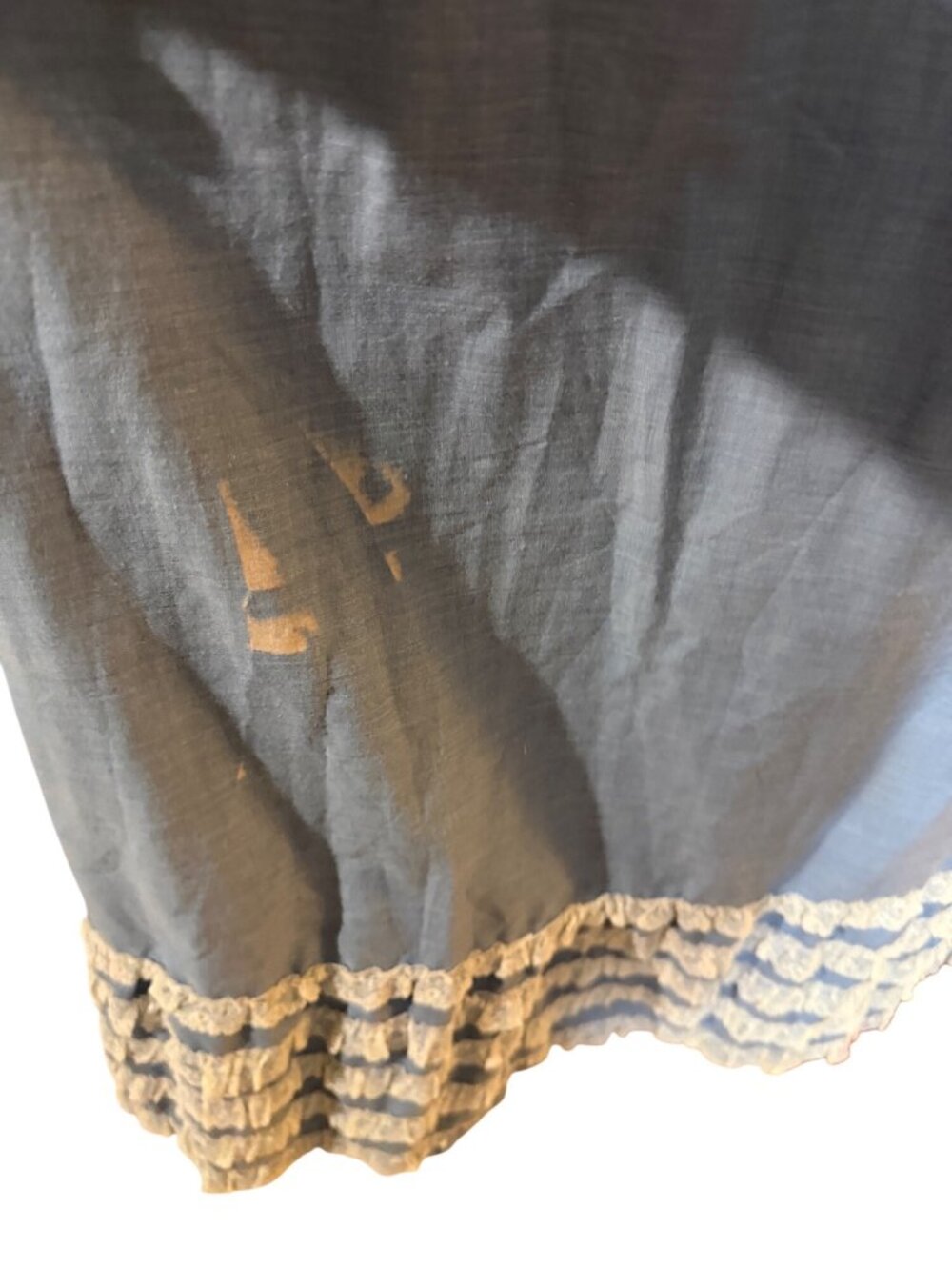 Vintage Lady Weldon Blue Long Gown With Lace Trim & Button Details - Picture 3 of 6